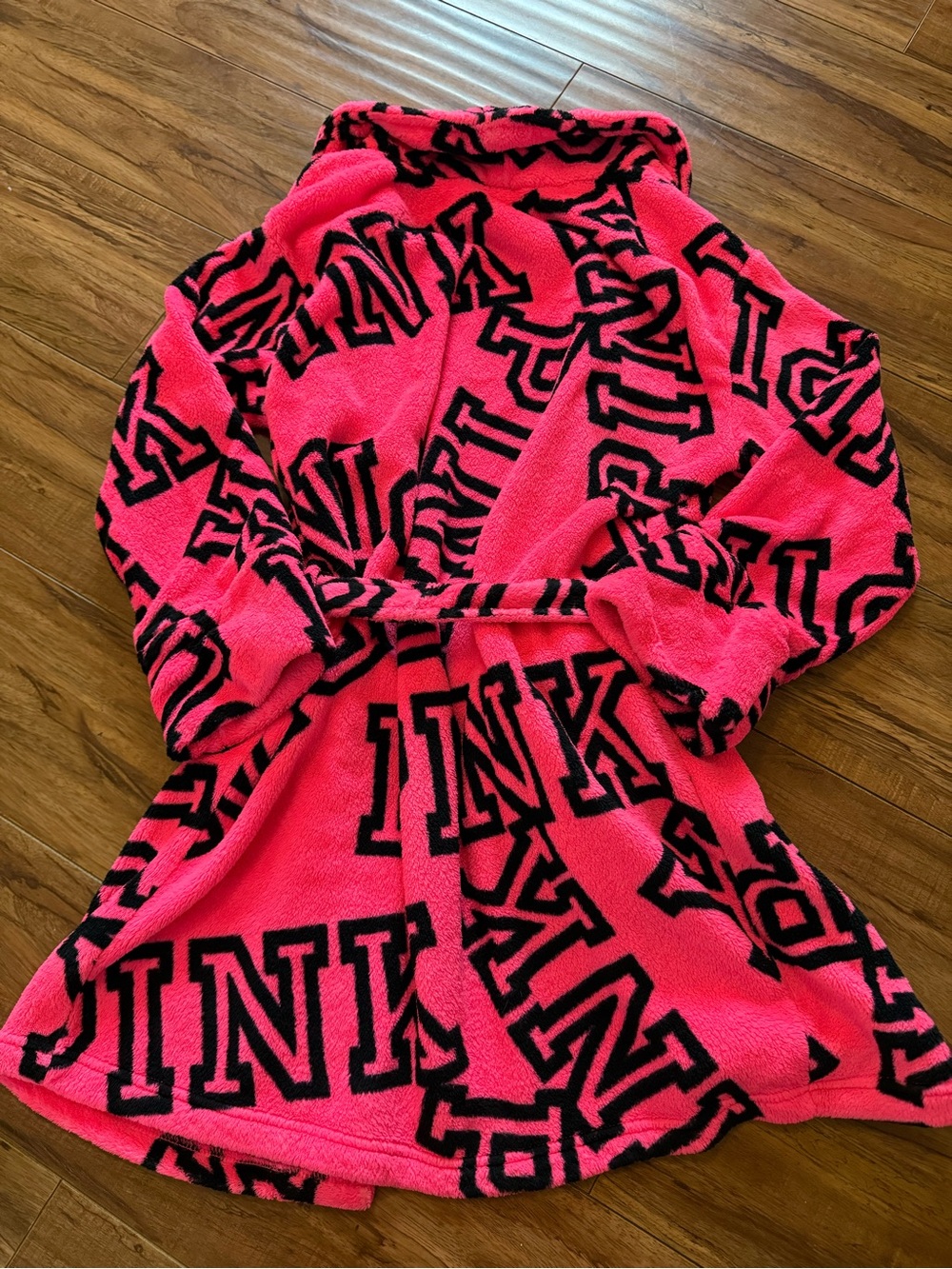 PINK women’s robe - Hot Pink & Black - Picture 2 of 3